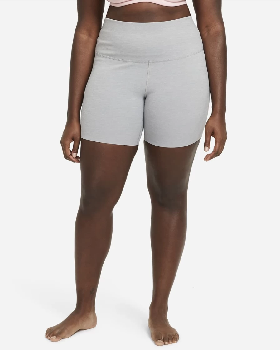 Nike Women's Plus Size Yoga Luxe Shorts in Particle Grey/Heather/Platinum Tint