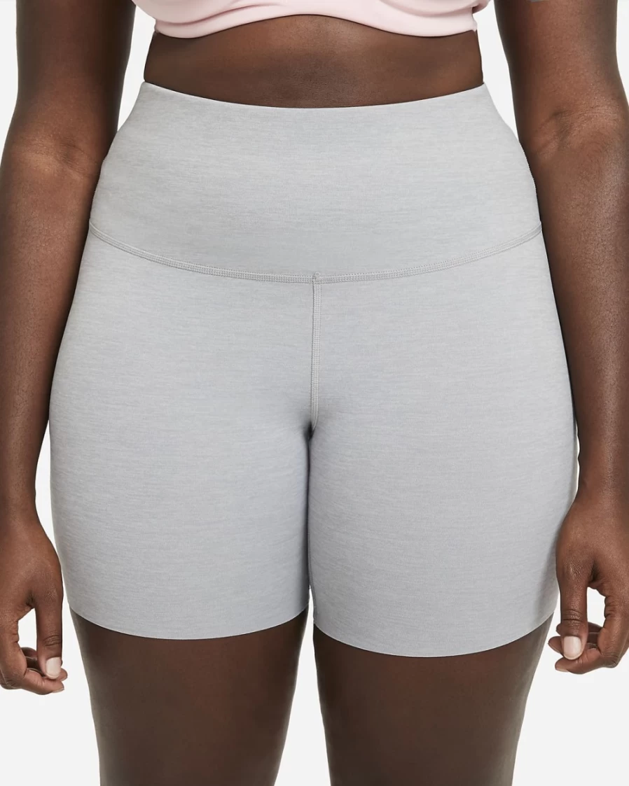 Nike Women's Plus Size Yoga Luxe Shorts in Particle Grey/Heather/Platinum Tint