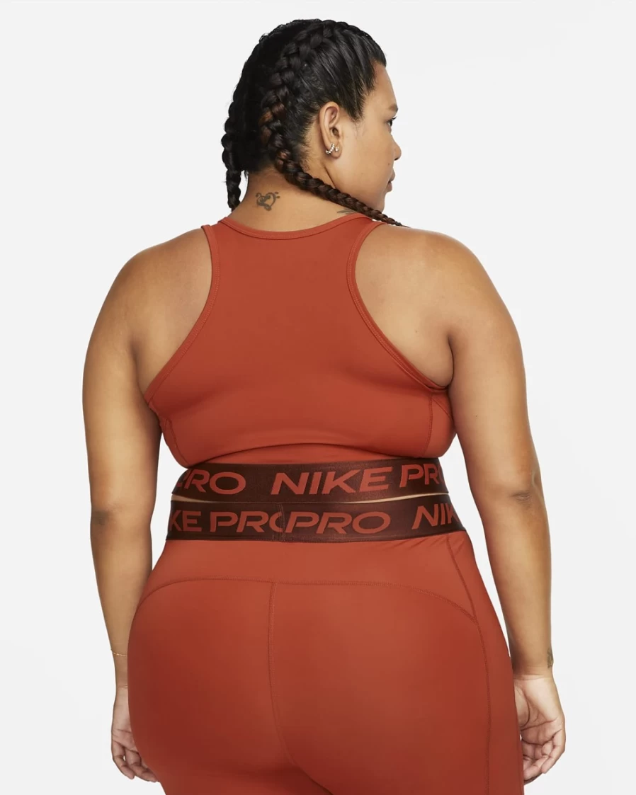 Nike Pro Dri-FIT Women's Plus Size Graphic Crop Tank - Cinnabar, Oxen Brown & Light Soft Pink Colors
