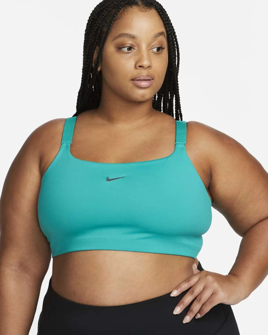 Nike Women's Yoga Alate Versa Light-Support Sports Bra - Lightly Lined, Plus Size, Neptune Green/Iron Grey