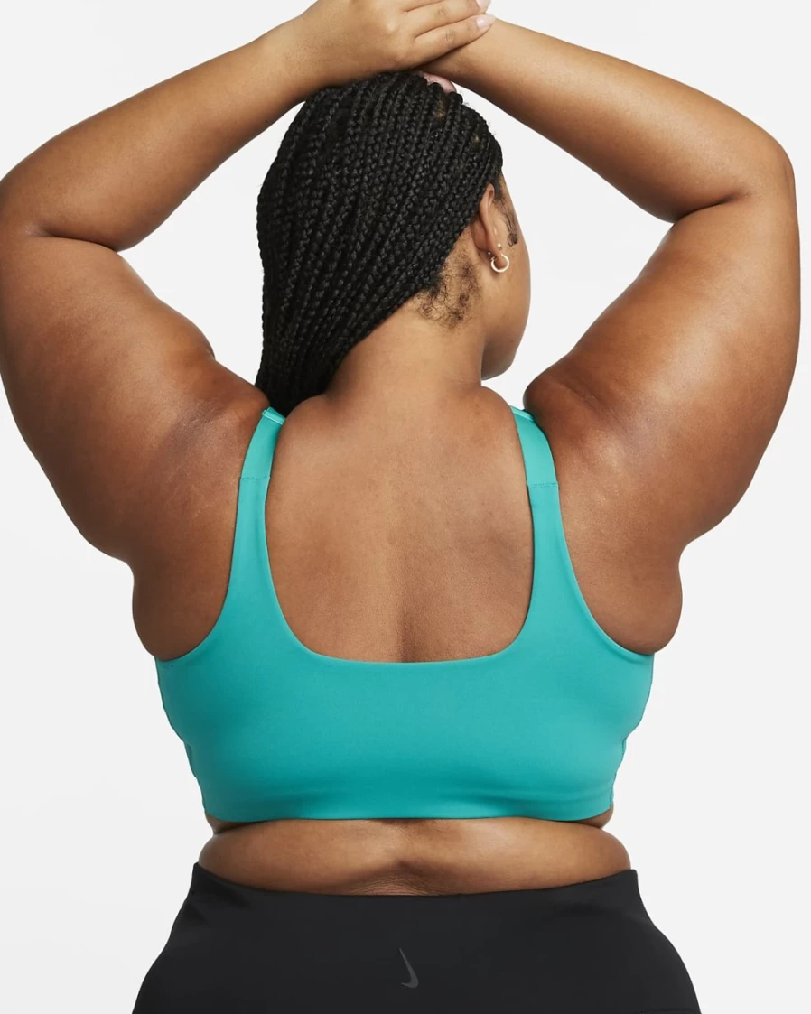 Nike Women's Yoga Alate Versa Light-Support Sports Bra - Lightly Lined, Plus Size, Neptune Green/Iron Grey