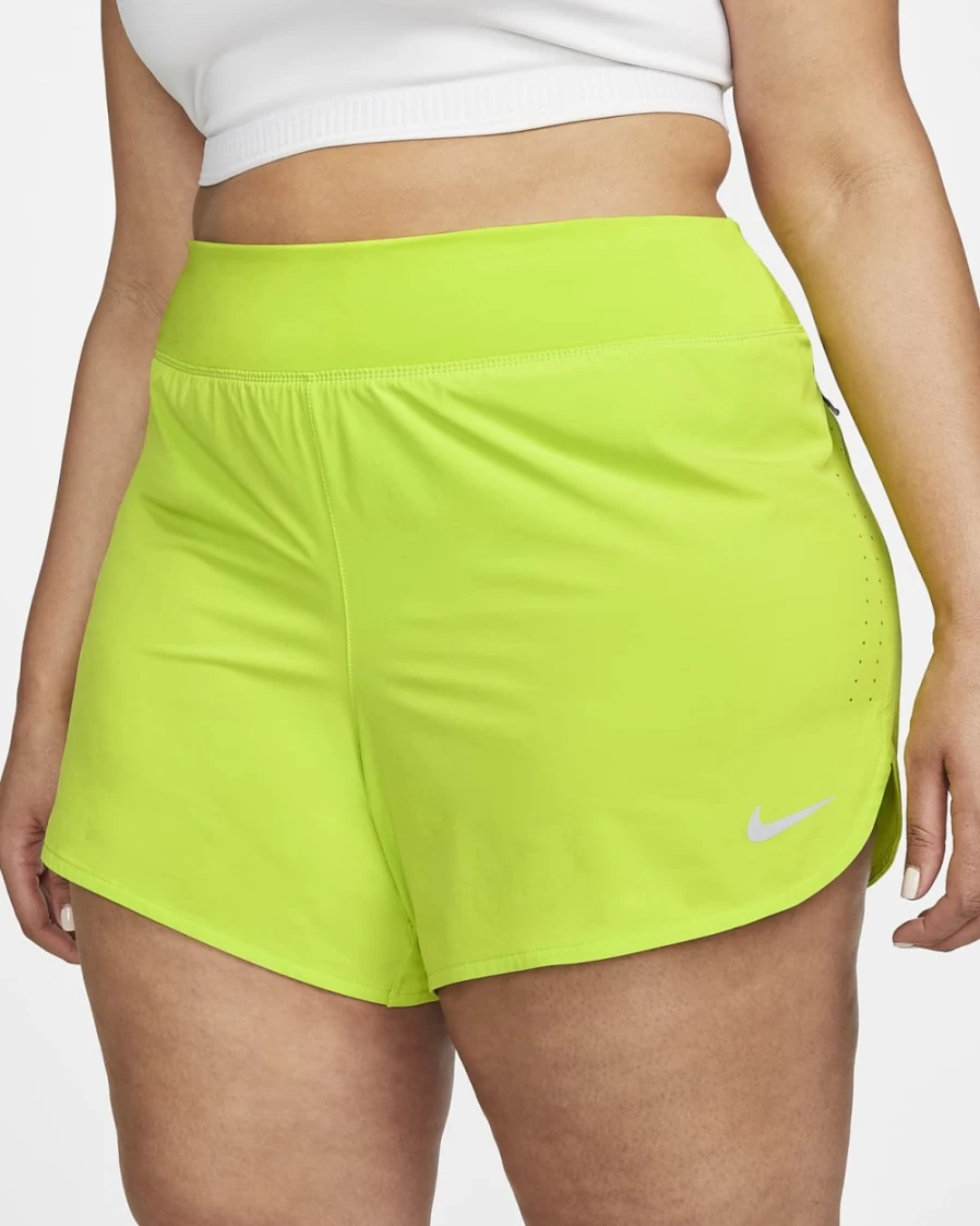 Nike Women's Atomic Green Eclipse Running Shorts - Plus Size Activewear
