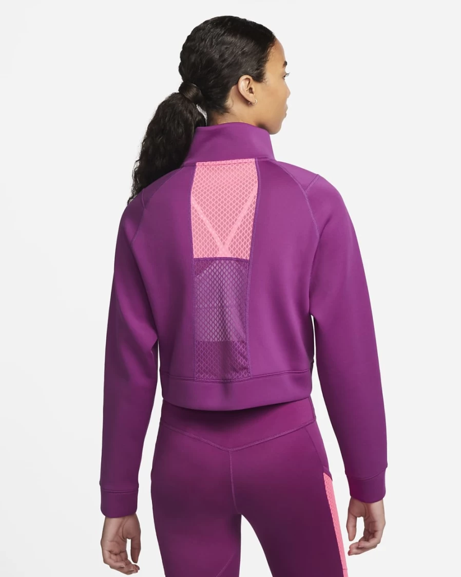 Nike Women's Dri-FIT 1/2-Zip Training Top in Viotech/Hyper Pink - Moisture-Wicking Workout Shirt for Gym & Running