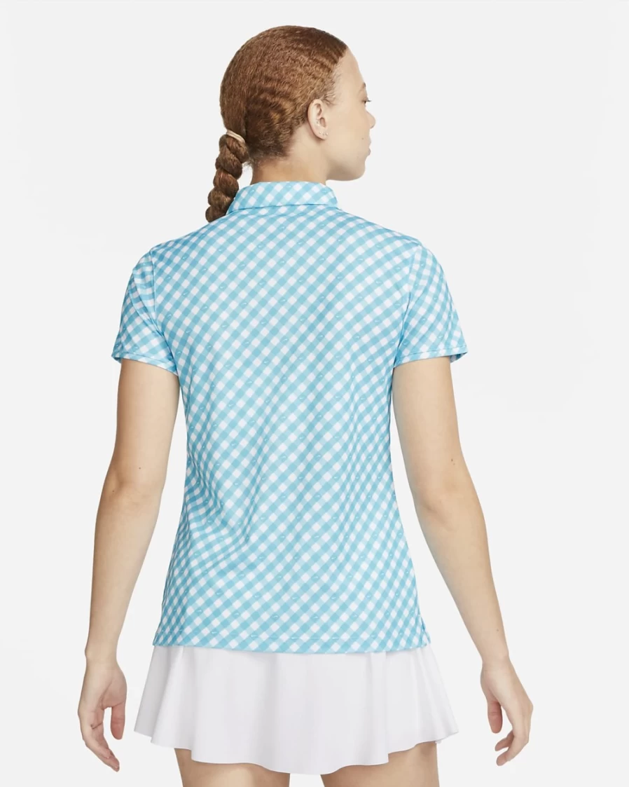 Nike Women's Dri-FIT Victory Baltic Blue/Black Short-Sleeve Printed Golf Polo Shirt
