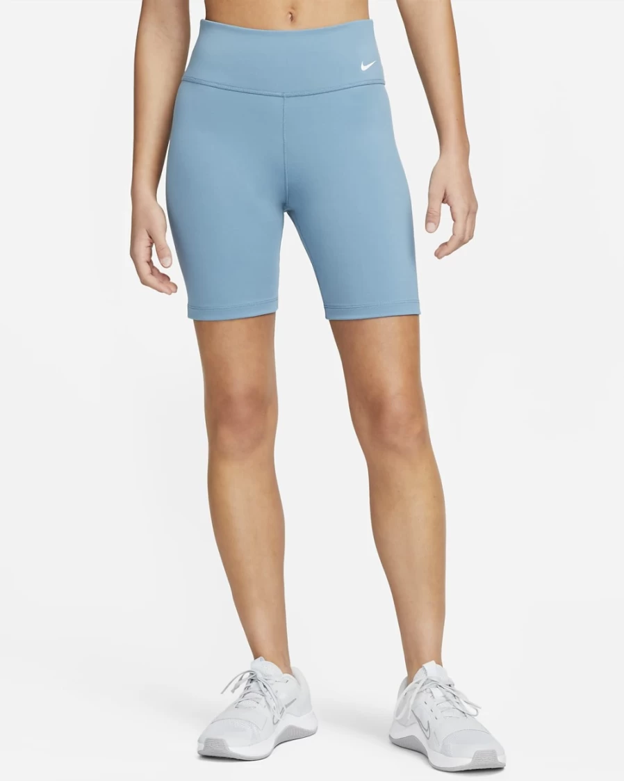 Nike One Women's Mid-Rise 7" Biker Shorts in Noise Aqua/White | Athletic Workout Shorts for Women