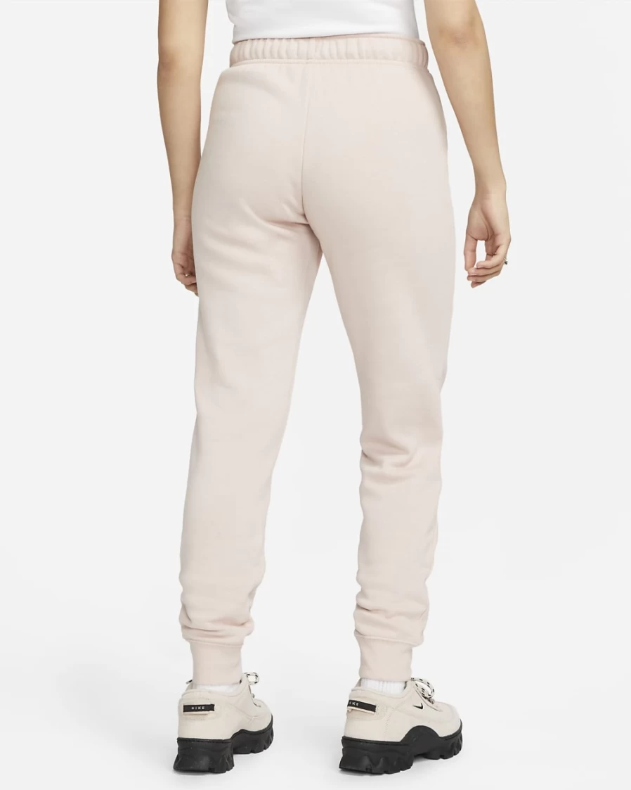 Nike Women's Pink Oxford/White Club Fleece Mid-Rise Slim Joggers - Sportswear Comfort Pants