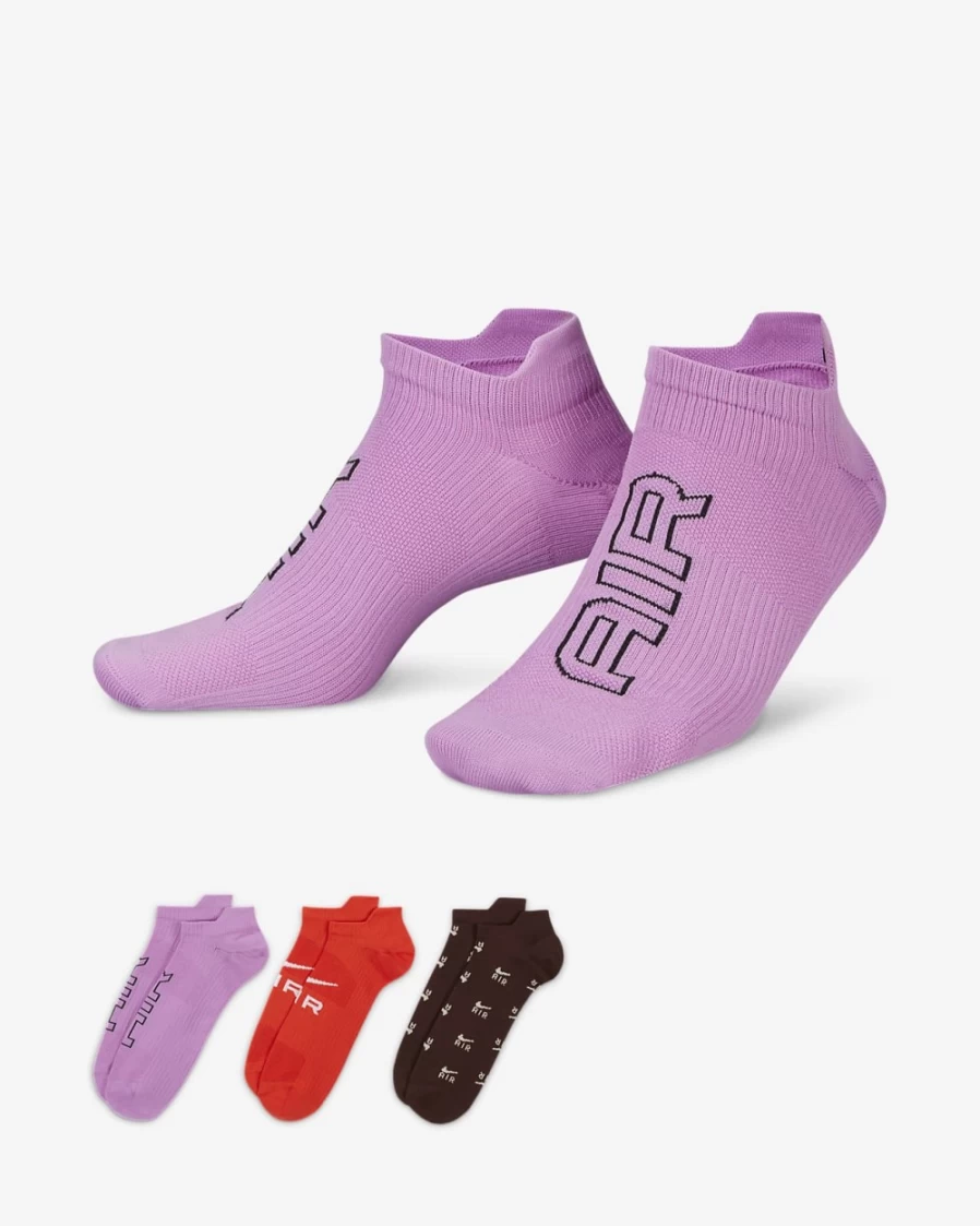 Nike Air Women's No-Show Socks Multi-Color 3-Pack Lightweight Comfortable Athletic Socks