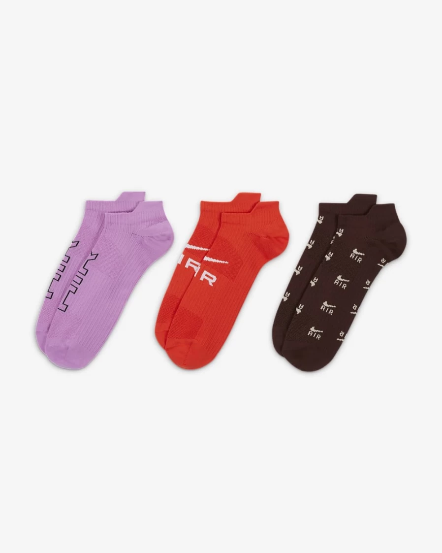 Nike Air Women's No-Show Socks Multi-Color 3-Pack Lightweight Comfortable Athletic Socks