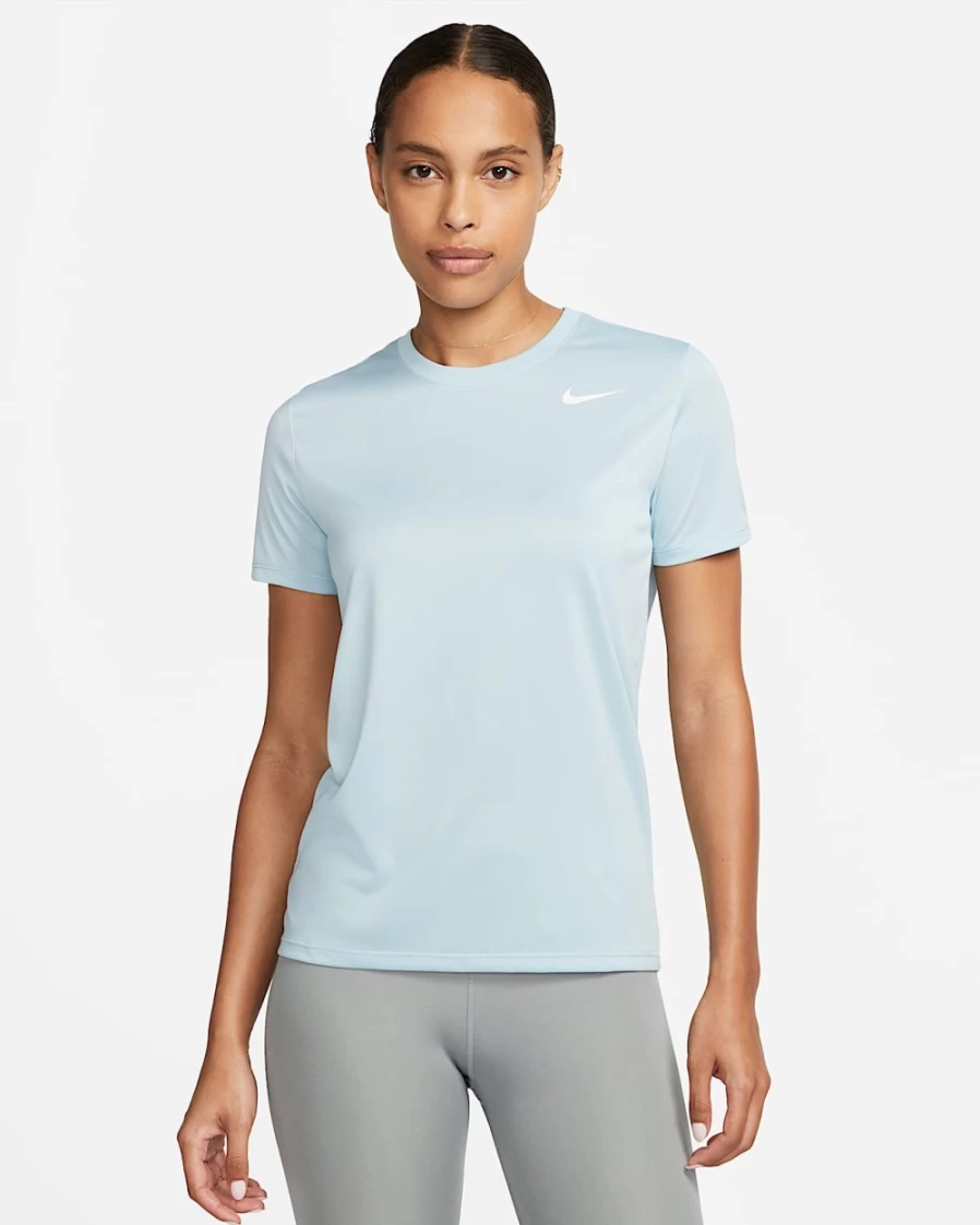 Nike Dri-FIT Women's T-Shirt - Ocean Bliss/White - Moisture-Wicking Athletic Top
