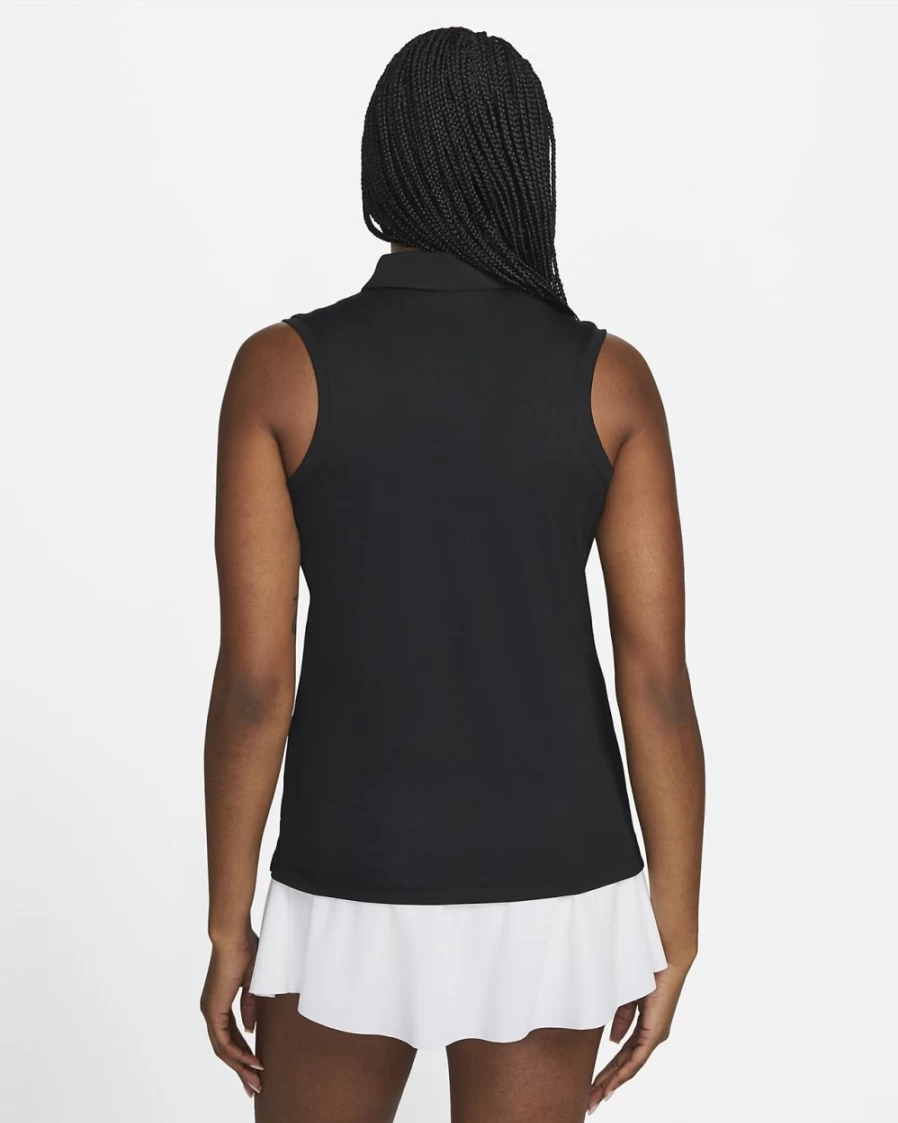 Nike Dri-FIT Victory Women's Black/White Sleeveless Golf Polo Shirt