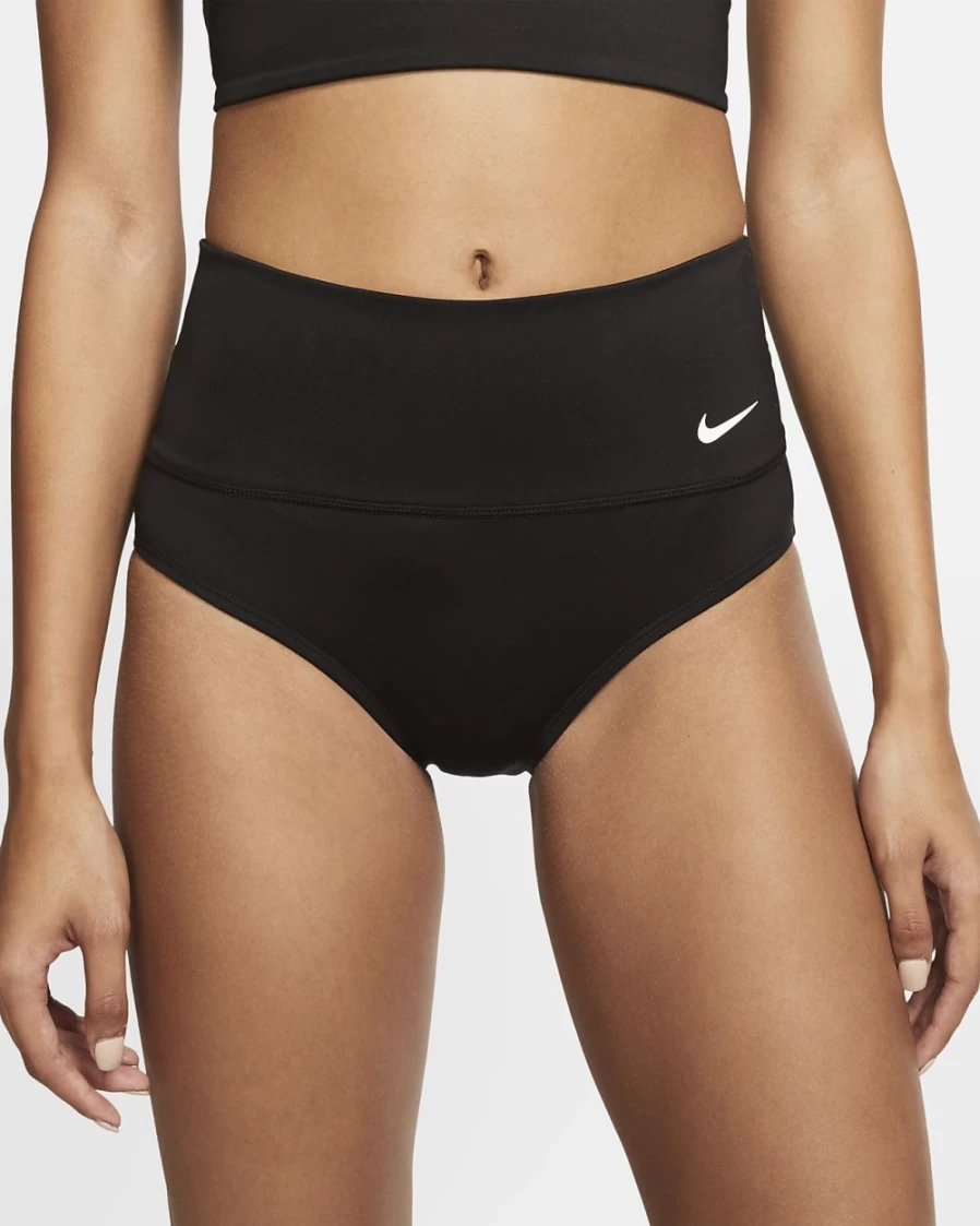 Nike Women's High-Waisted Swim Bottoms - Black Essential Swimwear