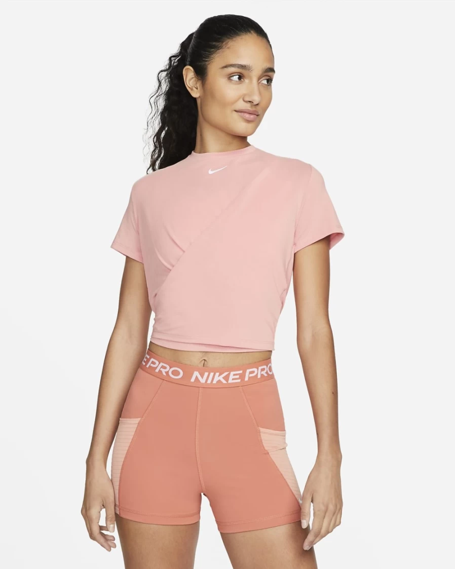 Nike Dri-FIT One Luxe Women's Light Madder Root Cropped Short-Sleeve Workout Top