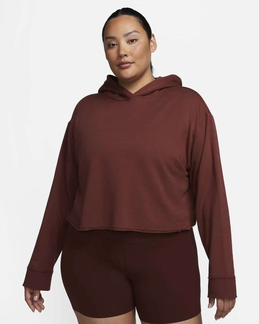 Nike Women's Plus Size Dark Pony/Iron Grey Cropped Fleece Hoodie for Yoga & Lounge