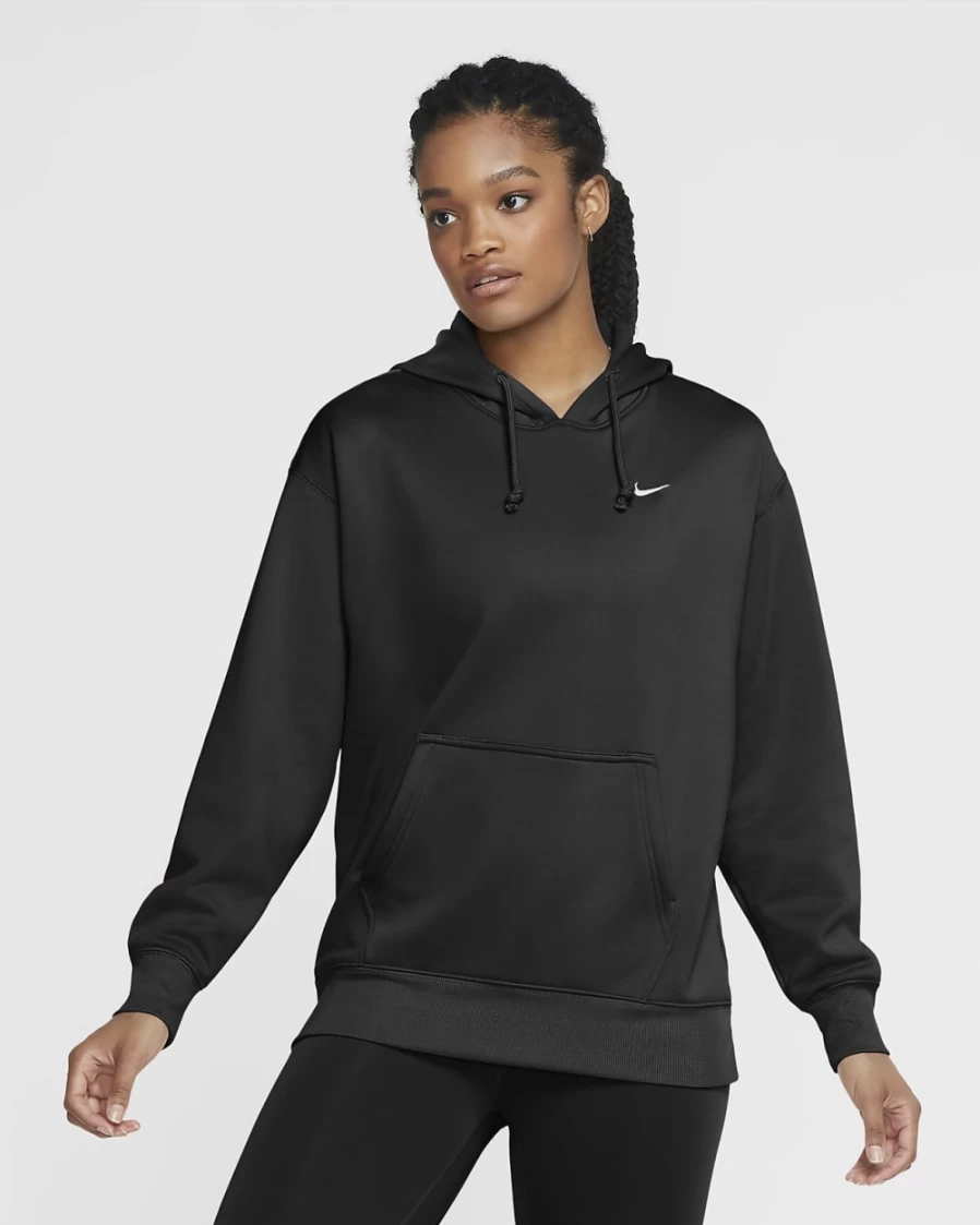 Nike Therma Women's Black & White Pullover Hoodie for Training & Workouts