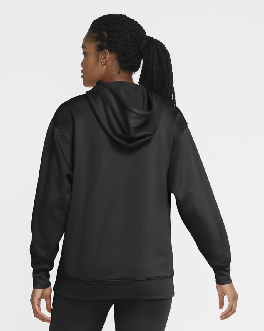 Nike Therma Women's Black/White Pullover Hoodie for Training & Workouts
