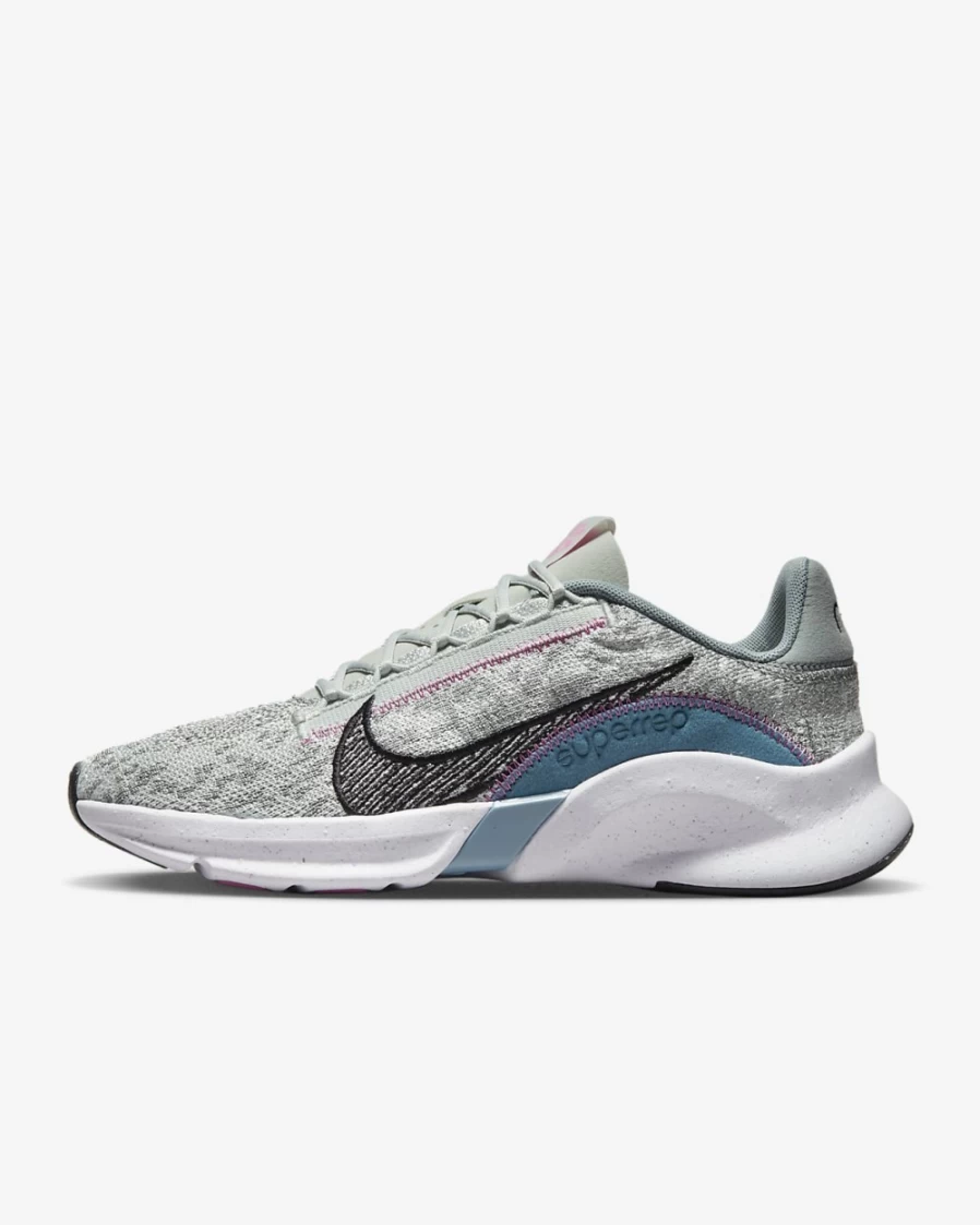 Nike SuperRep Go 3 Flyknit Women's Training Shoes - Light Silver/Mica Green/Noise Aqua/Black
