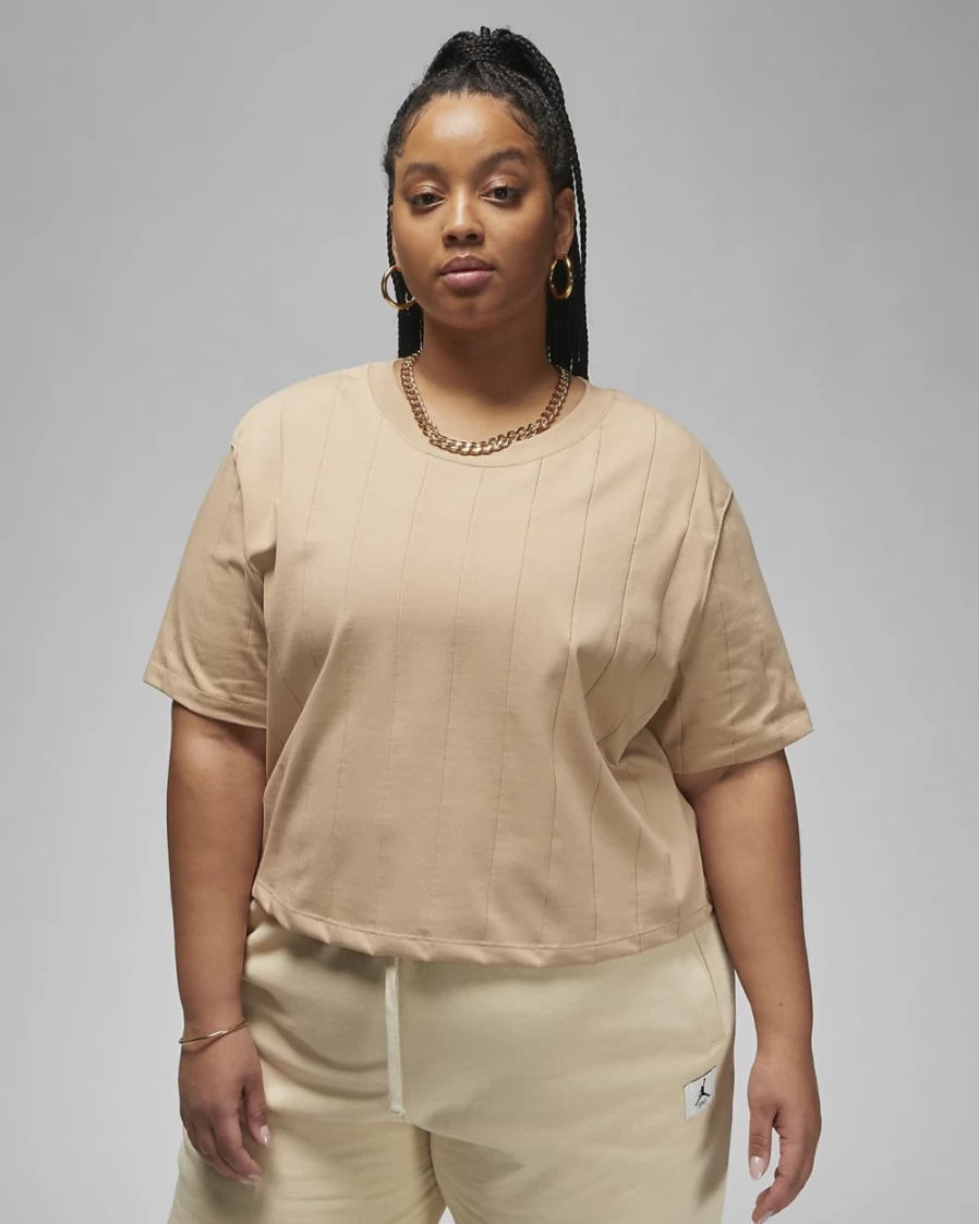 Nike Jordan Flight Women's Plus Size Knit Top in Desert Color