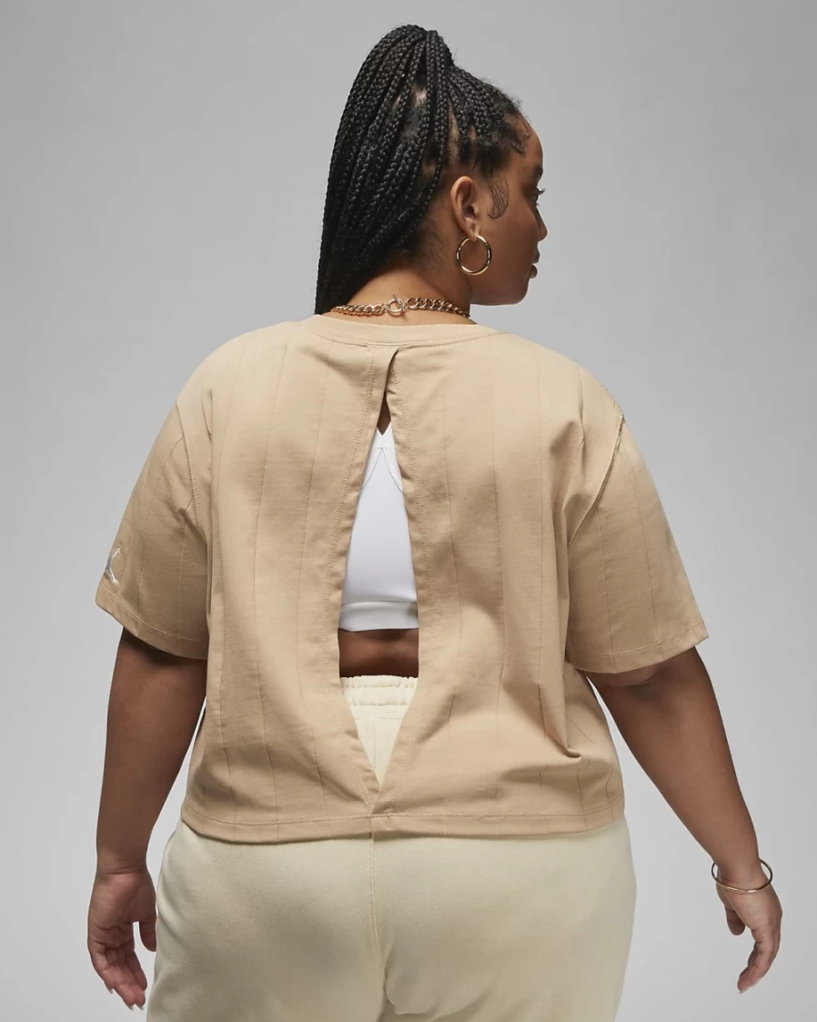Nike Jordan Flight Women's Plus Size Knit Top in Desert Color