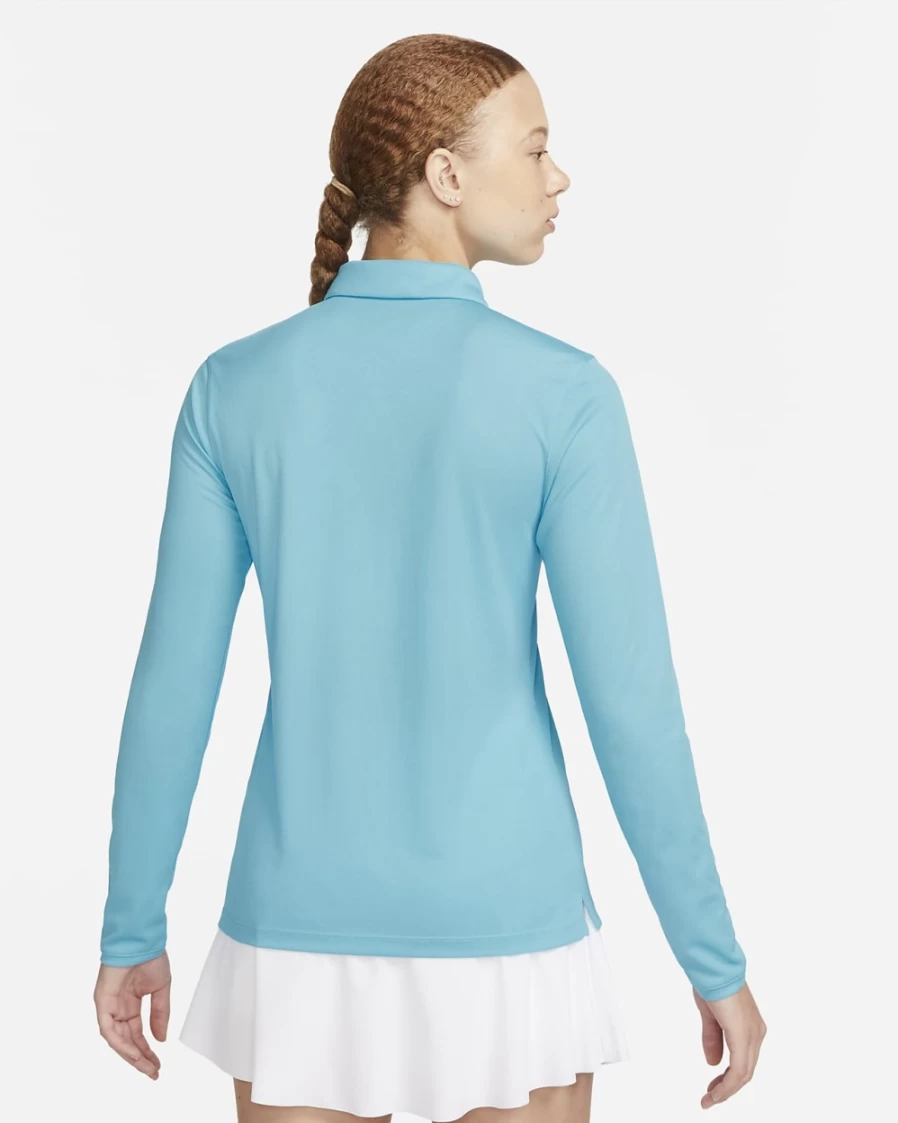 Nike Dri-FIT Victory Women's Baltic Blue/Black Long-Sleeve Golf Polo Shirt for Performance & Comfort