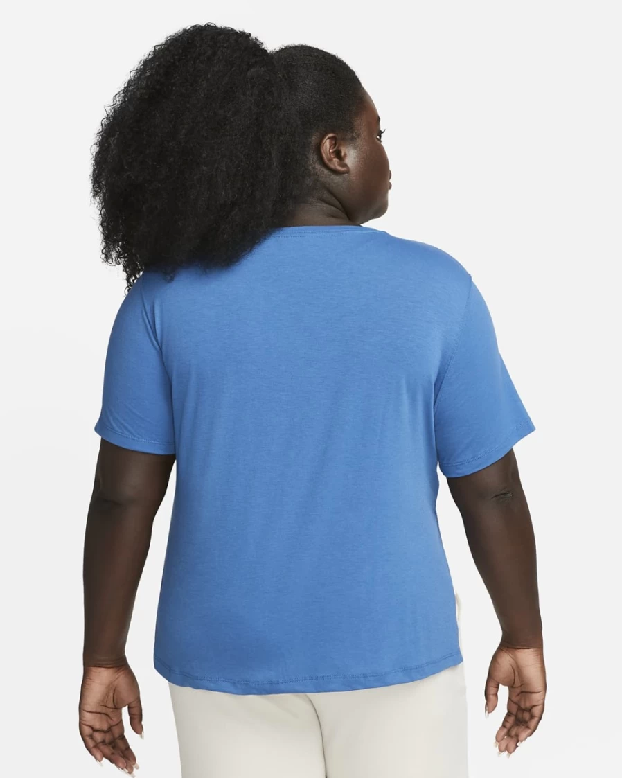 Nike Dri-FIT Yoga Top for Women - Plus Size Dark Marina Blue & Iron Grey Workout Shirt