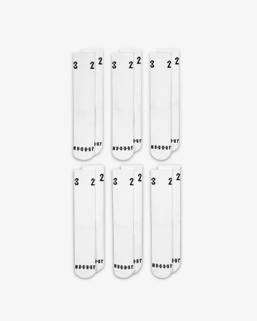 Nike Jordan Essentials Crew Socks (6 Pairs) - White/Black for Men & Women