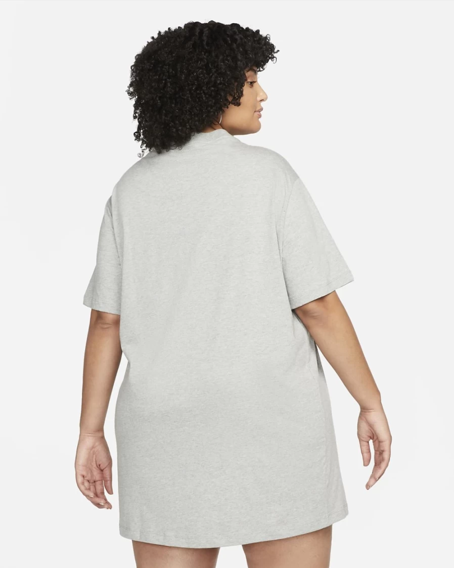 Nike Women's Plus Size Essential Sportswear Dress in Dark Grey Heather/White