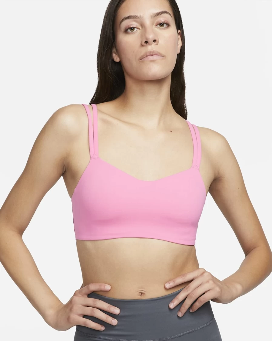 Nike Alate Trace Women's Light-Support Padded Strappy Sports Bra in Pinksicle/Sail