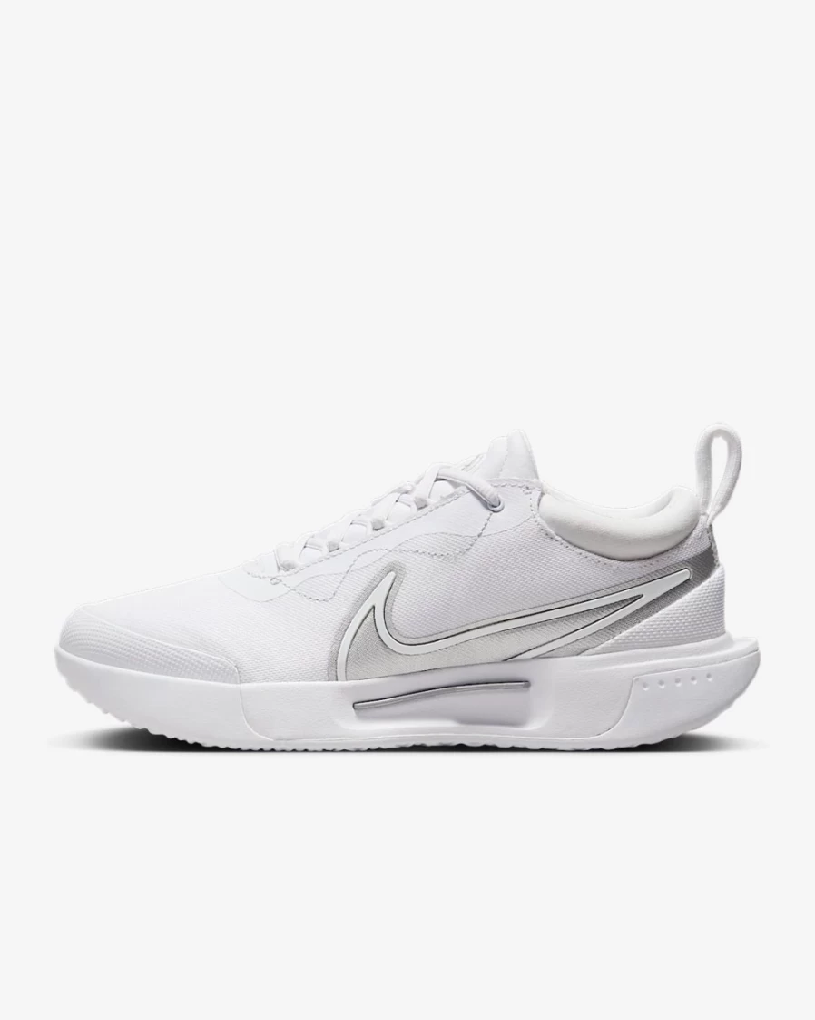 NikeCourt Air Zoom Pro Women's Tennis Shoes - White/Metallic Silver for Hard Court Performance