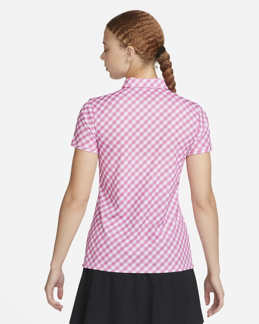 Nike Women's Dri-FIT Victory Printed Golf Polo Shirt - Cosmic Fuchsia/Black, Moisture-Wicking Short Sleeve Top