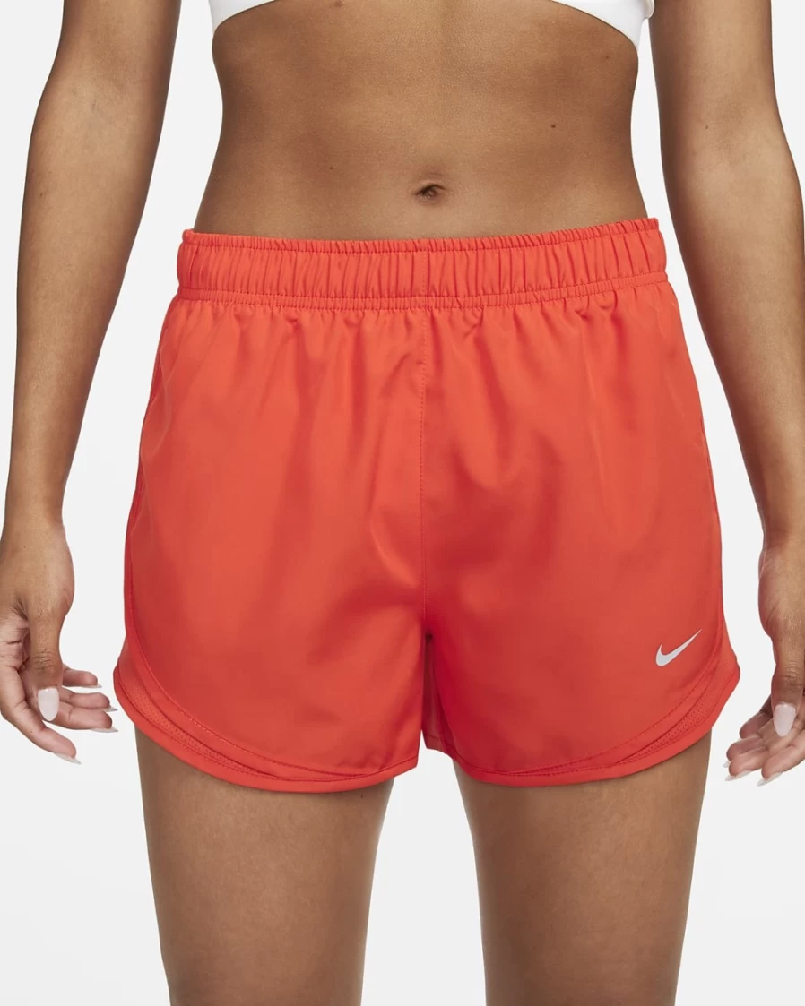 Nike Women's Tempo Brief-Lined Running Shorts in Picante Red & Wolf Grey