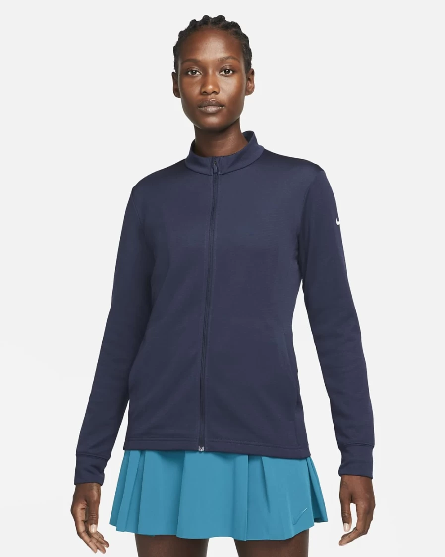 Nike Dri-FIT UV Victory Women's Full-Zip Golf Top in Obsidian/White | Moisture-Wicking & Sun Protection