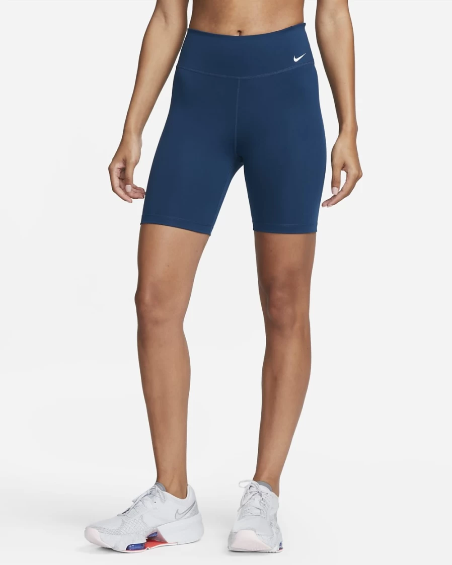 Nike One Women's Mid-Rise 7" Biker Shorts in Valerian Blue/White - Athletic Workout Shorts for Running & Training