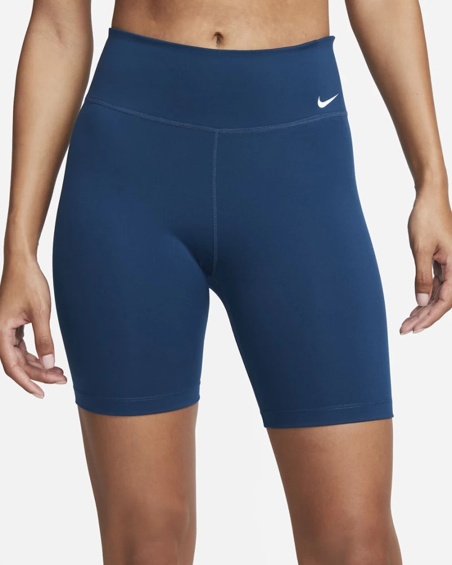 Nike One Women's Mid-Rise 7" Biker Shorts in Valerian Blue/White - Athletic Workout Shorts for Running & Training