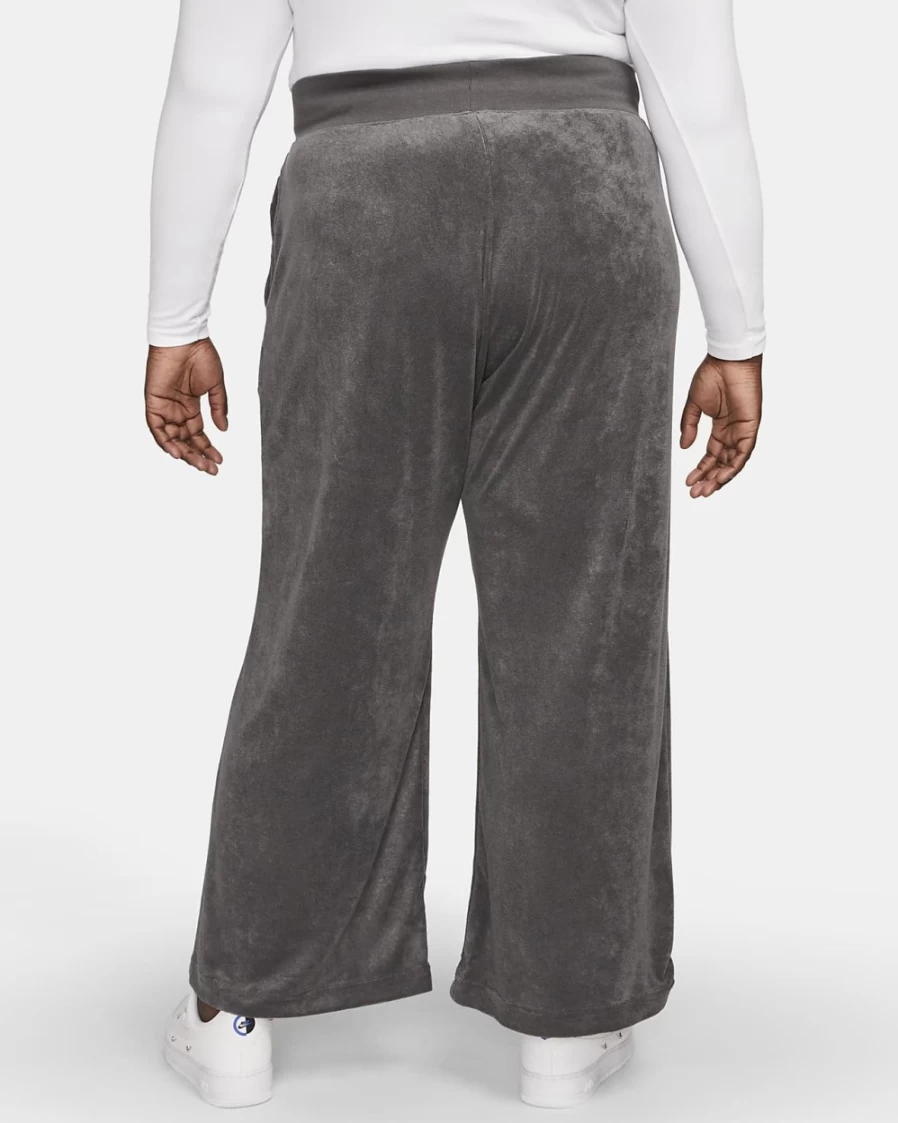Nike Women's High-Waisted Wide-Leg Terry Sweatpants in Anthracite/Black - Plus Size Comfort & Style