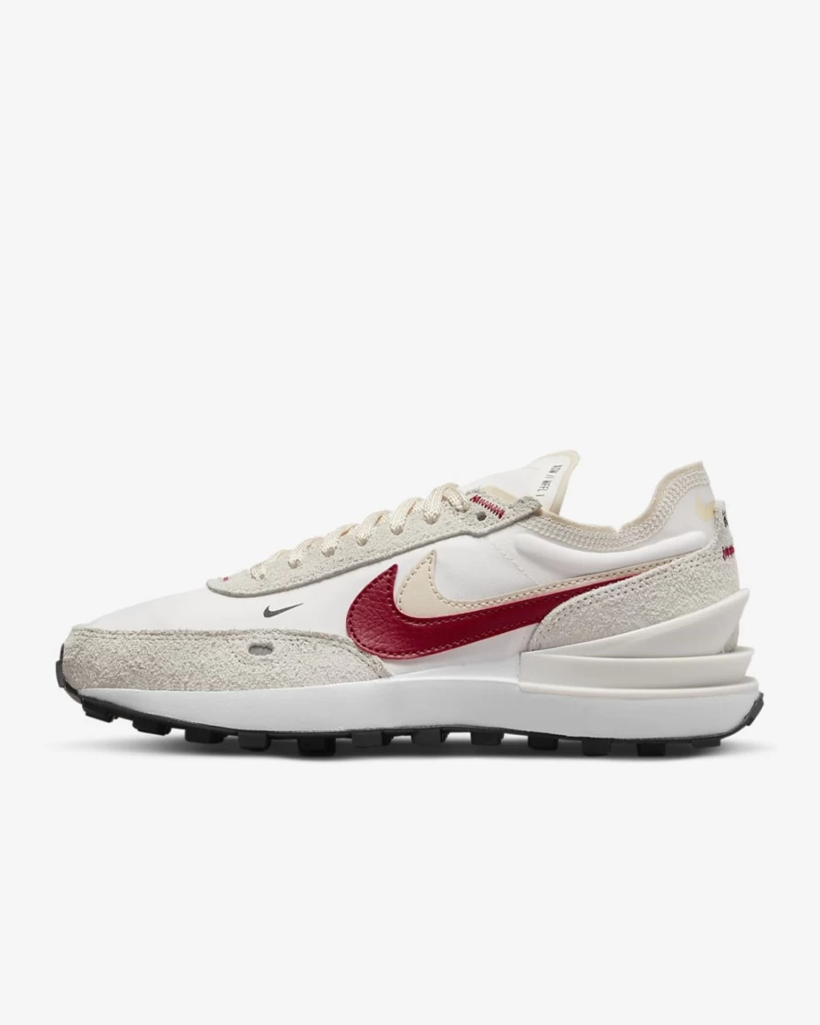 Nike Waffle 1 SE Women's Sneakers in Sail, Pearl White, Black & Gym Red