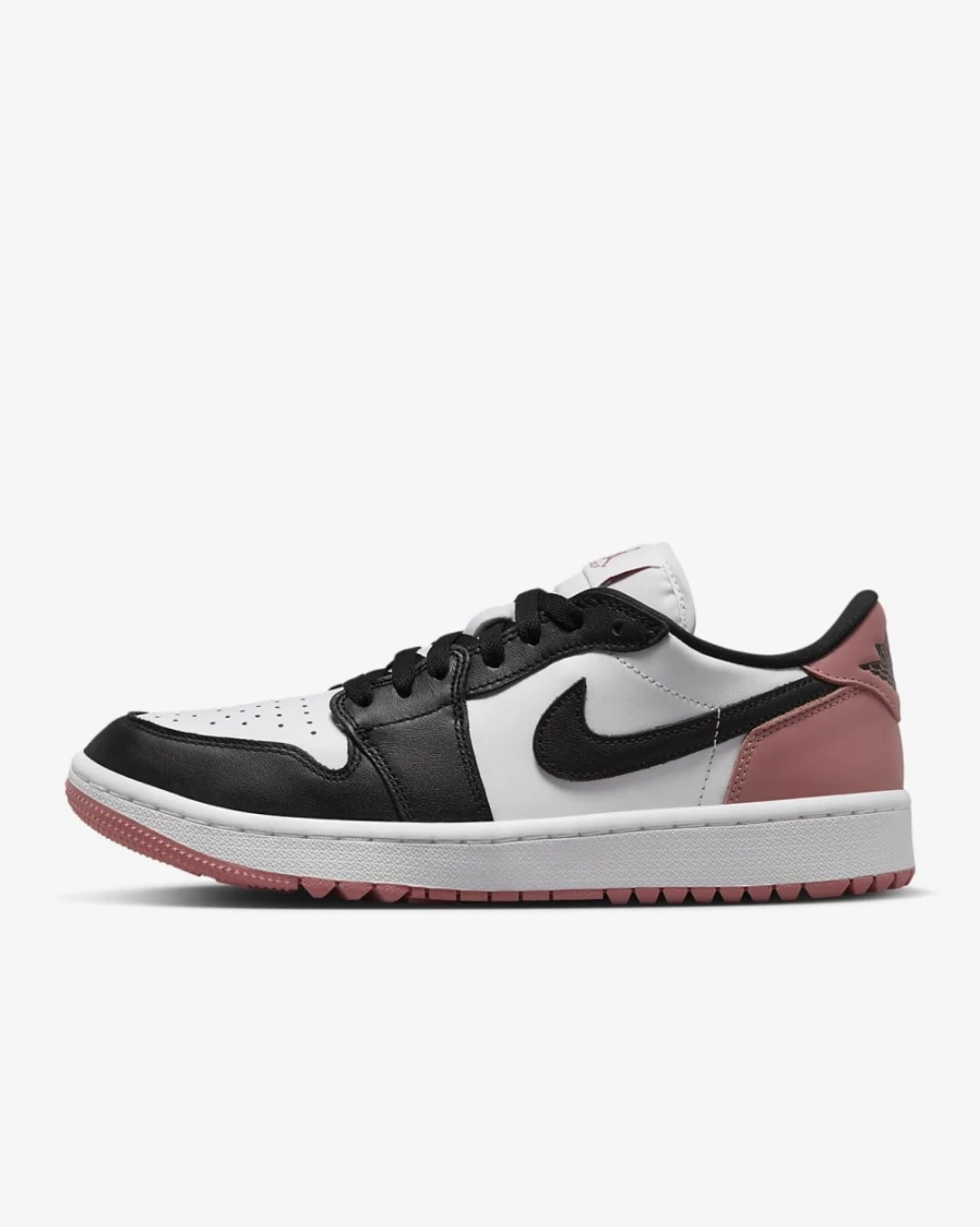 Nike Air Jordan 1 Low G Golf Shoes for Men & Women - White/Rust Pink/Black