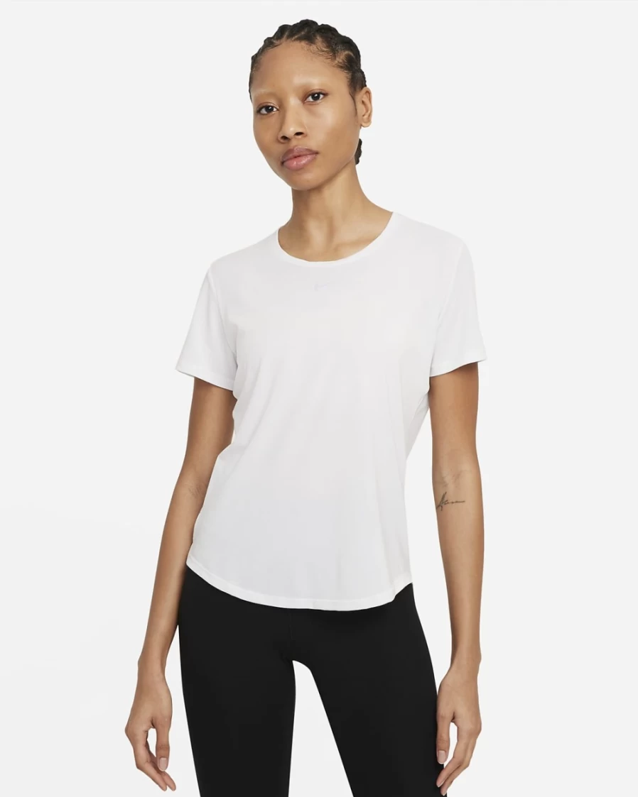 Nike Dri-FIT UV One Luxe Women's Standard Fit Short-Sleeve T-Shirt in White