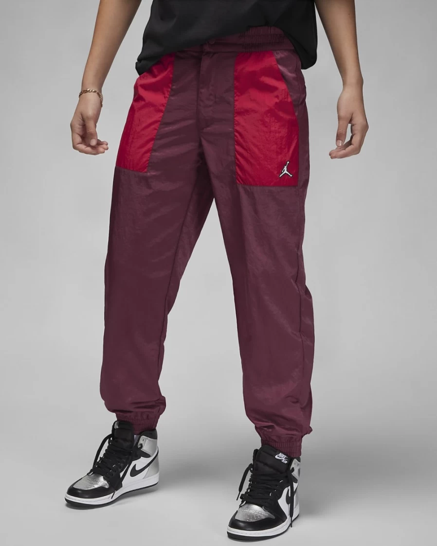 Nike Women's Jordan Woven Pants in Cherrywood Red, Gym Red & White - Stylish Athletic Casual Trousers