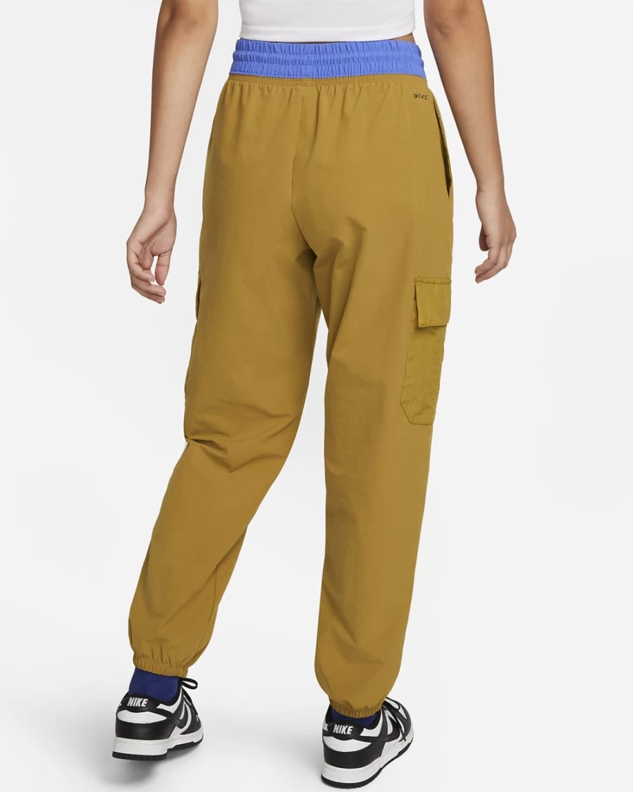 Nike Women's Golden Moss/Medium Blue Woven Cargo Pants - Sportswear Utility Design