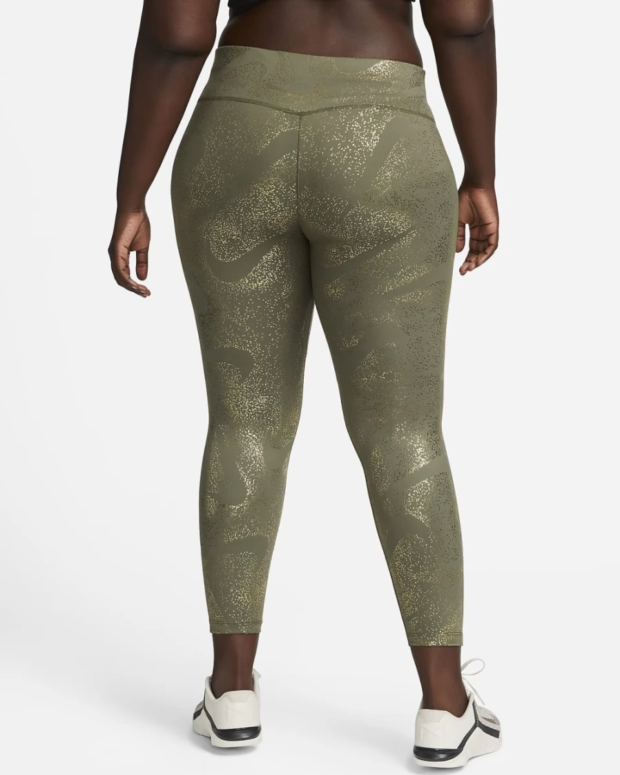 Nike One Women's Medium Olive/Black Mid-Rise Printed Plus Size Leggings