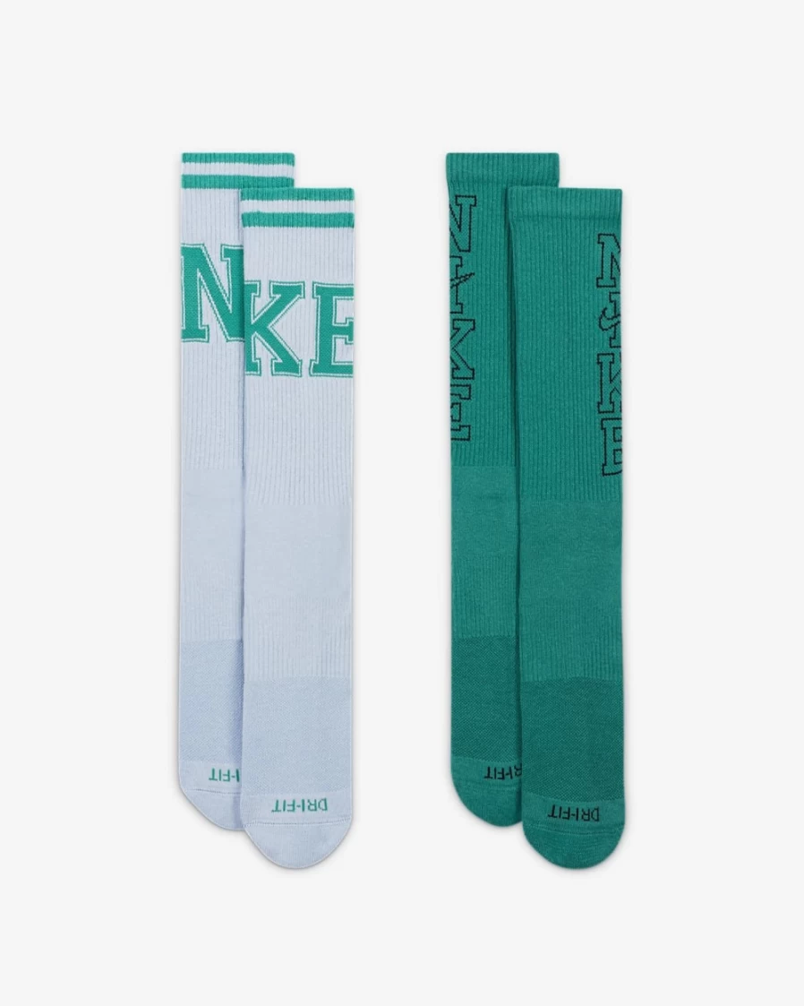 Nike Everyday Plus Cushioned Crew Socks for Men & Women - Multi-Color (2-Pair Pack)