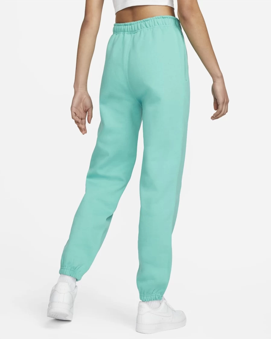 Nike Women's Solo Swoosh Fleece Pants in Washed Teal/White - Comfortable Casual Joggers