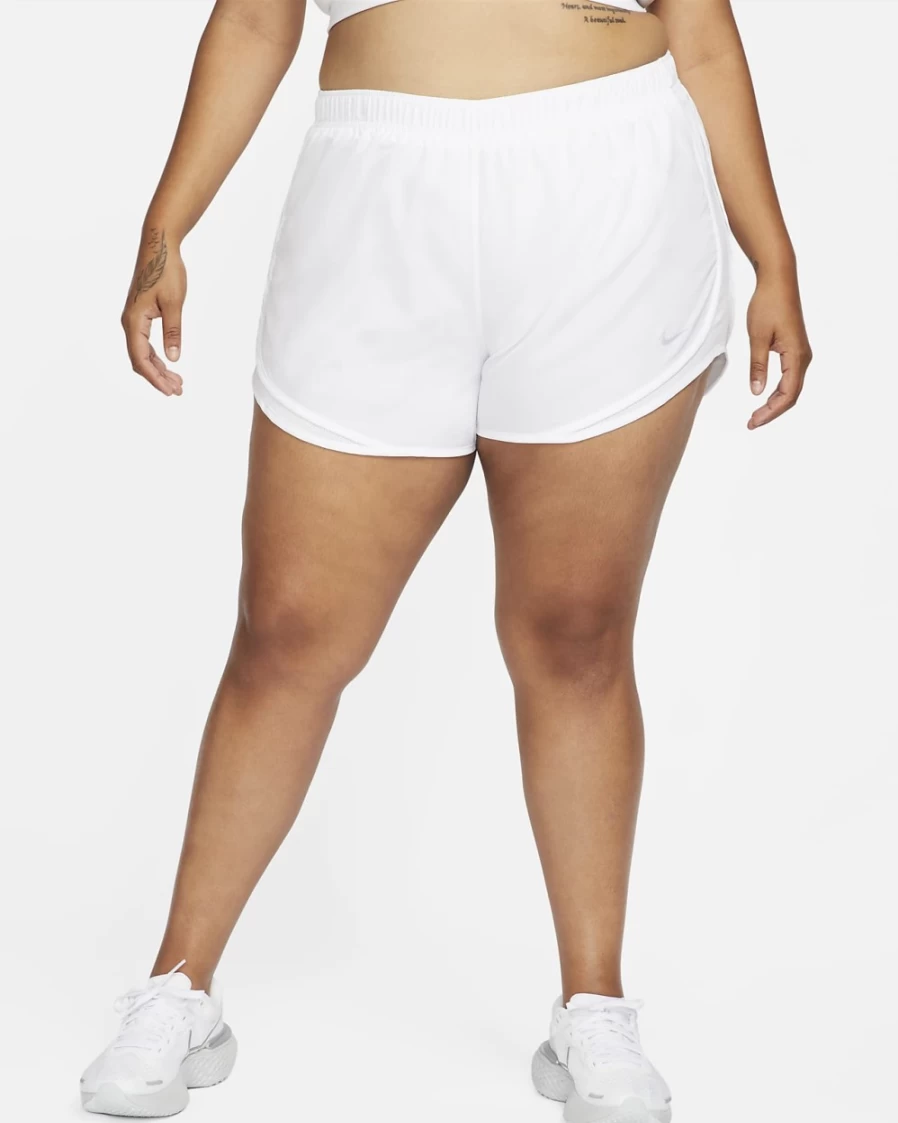 Nike Women's Plus Size Tempo Running Shorts - White & Wolf Grey Athletic Shorts for Women