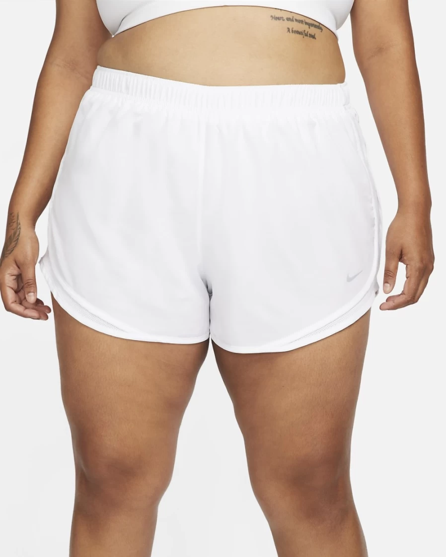 Nike Women's Plus Size Tempo Running Shorts - White & Wolf Grey Athletic Shorts for Women