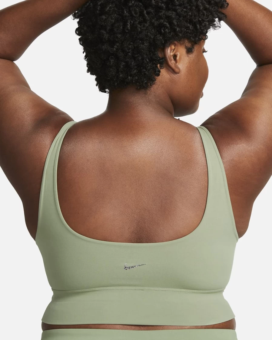 Nike Alate Solo Women's Light-Support Longline Sports Bra in Oil Green & Iron Grey - Plus Size Non-Padded Workout Top
