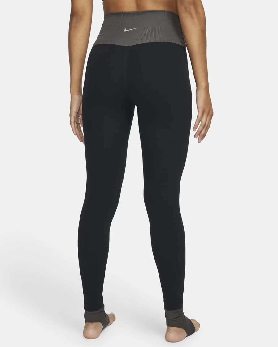 Nike Women's High-Waisted 7/8 Yoga Leggings - Black/Medium Ash/Particle Grey Color-Block Design
