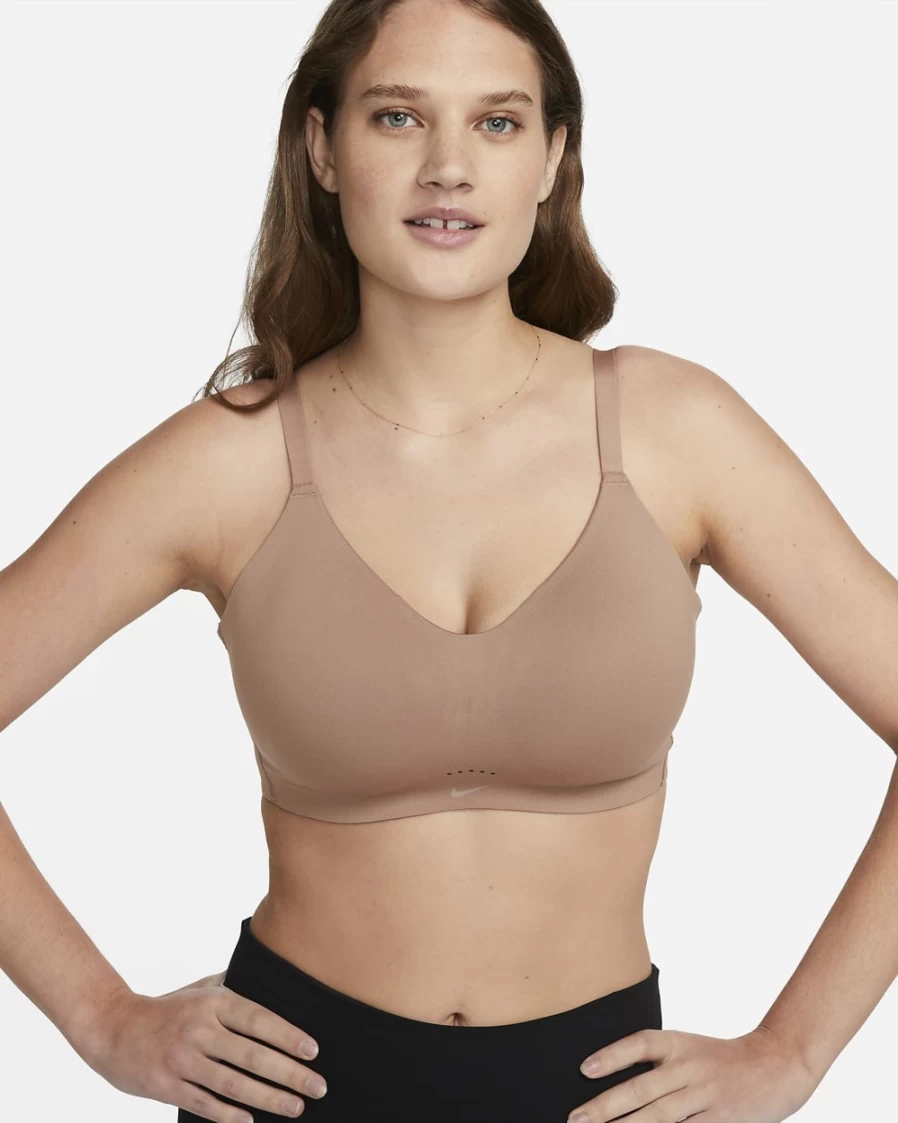 Nike Women's Alate Minimalist Light-Support Padded Sports Bra in Desert Dust/Red Bark