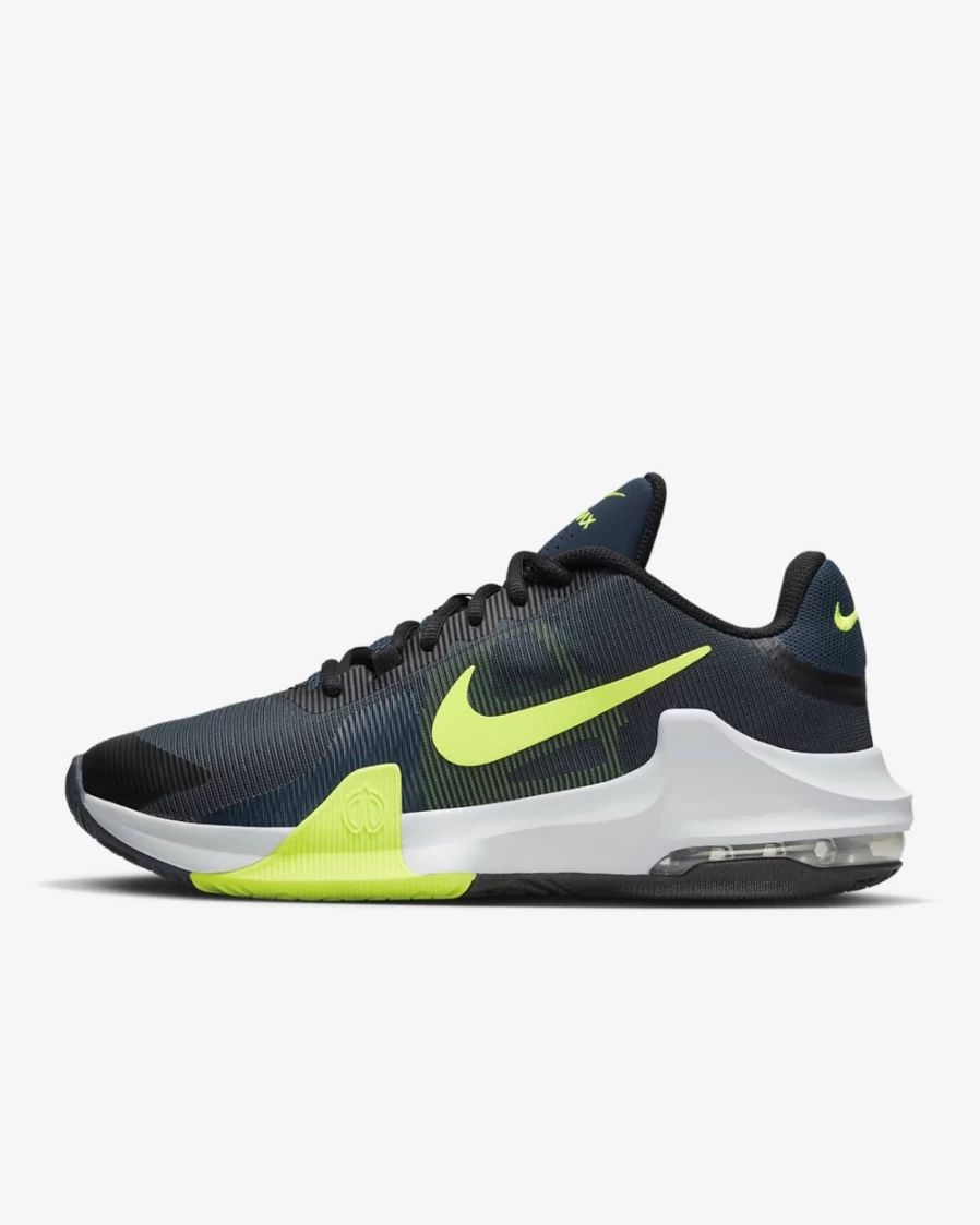 Nike Air Max Impact 4 Basketball Shoes for Men & Women - Black/Armory Navy/Pure Platinum/Volt
