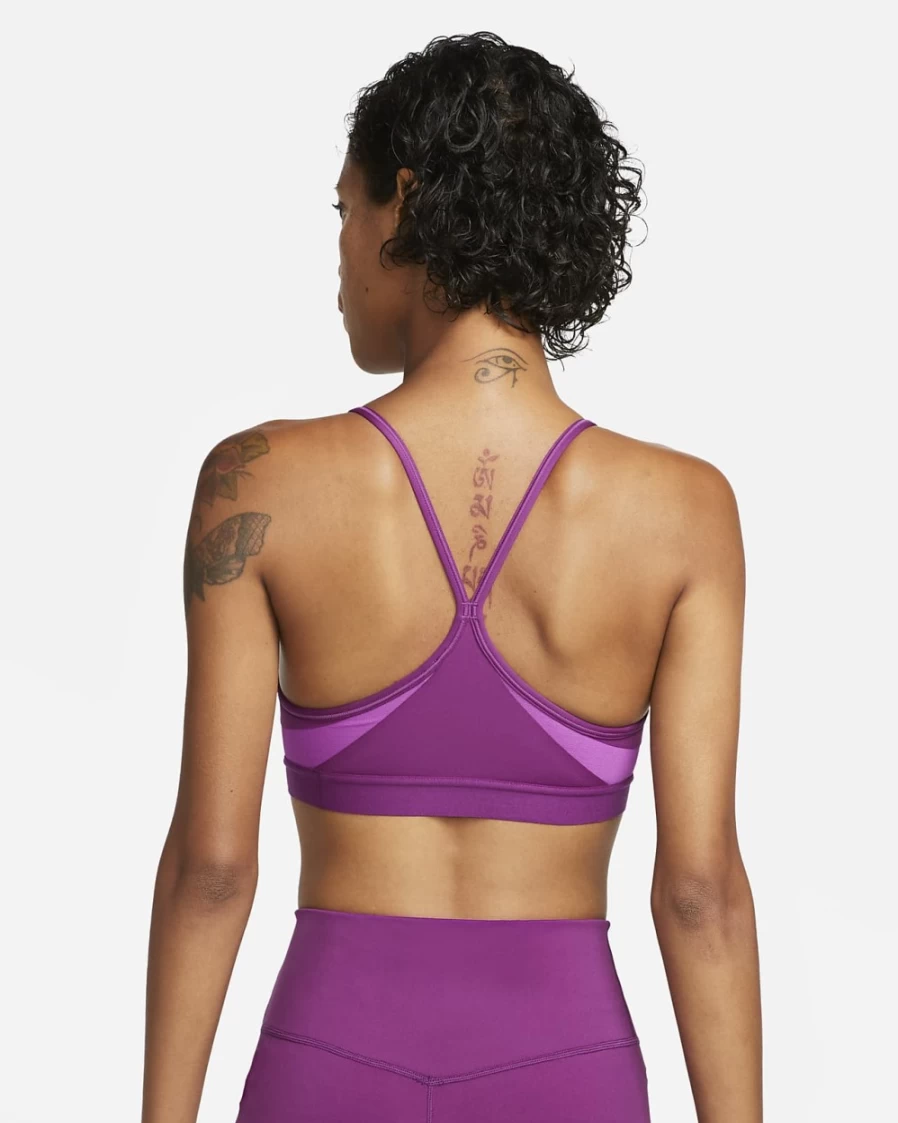 Nike Indy Women's Light-Support Sports Bra - Viotech, Vivid Purple & White Padded U-Neck Design