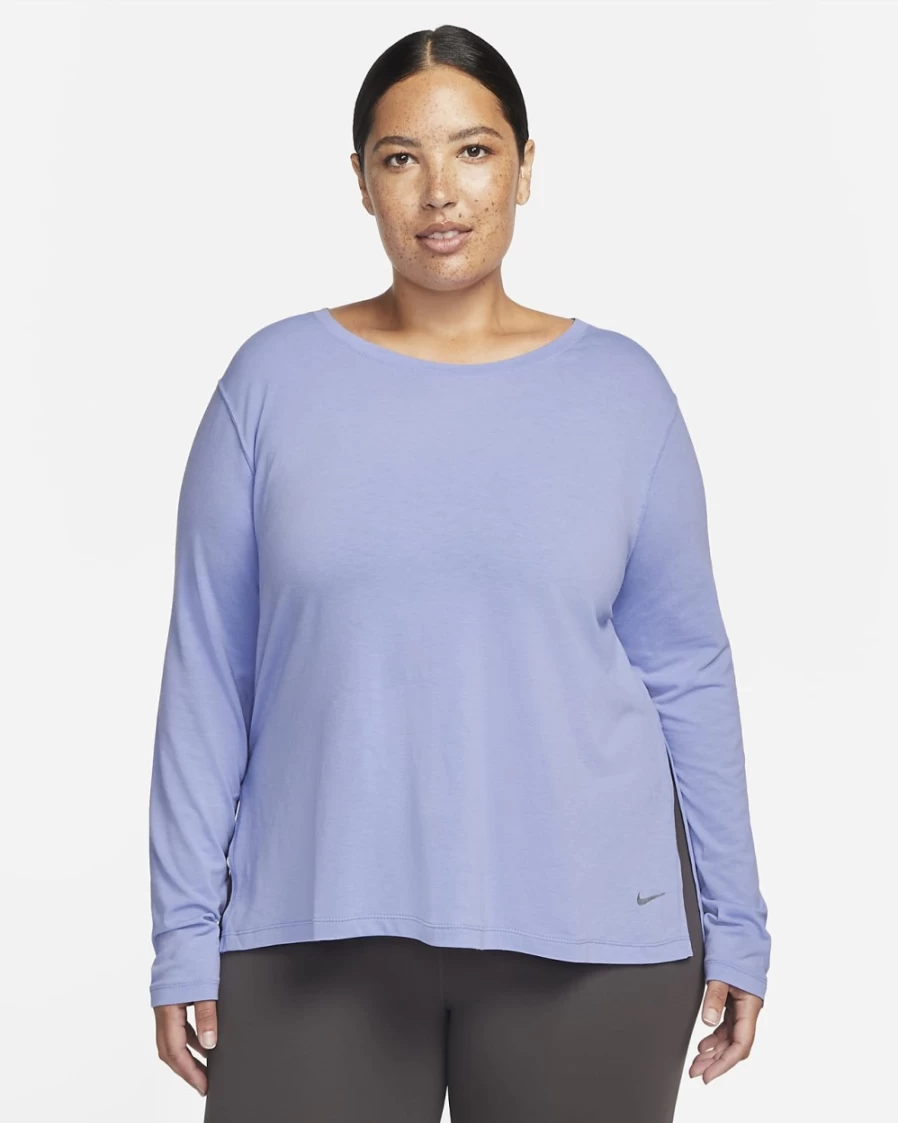 Nike Dri-FIT Light Thistle Yoga Long-Sleeve Top for Women - Plus Size Activewear